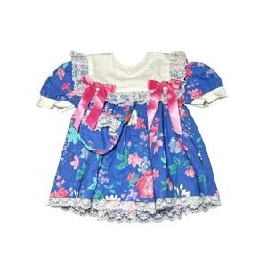 Vintage floral‎ cotton peasant dress girls 18 months prairie edwardian victorian